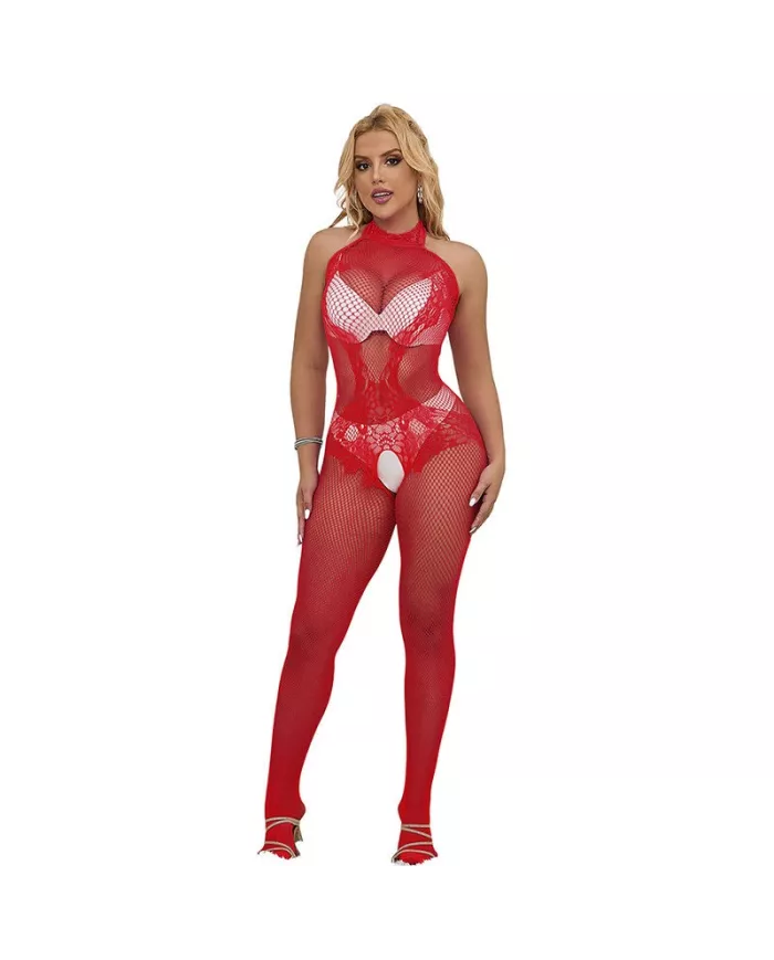 SUBBLIME - 952372 BODYSTOCKING RÉSILLE ET DENTELLE SANS FOURRURE COL MONTANT ROUGE TAILLE UNIQUE SUBBLIME - 952372 BODYSTOCKING RÉSILLE ET DENTELLE SANS FOURRURE COL MONTANT ROUGE TAILLE UNIQUE