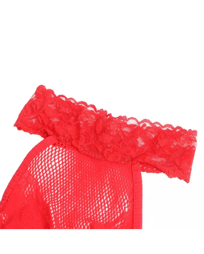 SUBBLIME - 952372 BODYSTOCKING RÉSILLE ET DENTELLE SANS FOURRURE COL MONTANT ROUGE TAILLE UNIQUE SUBBLIME - 952372 BODYSTOCKING RÉSILLE ET DENTELLE SANS FOURRURE COL MONTANT ROUGE TAILLE UNIQUE
