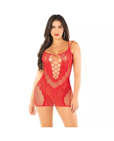 LEG AVENUE - MINI ROBE EN MAILLE À BRETELLES ROUGE