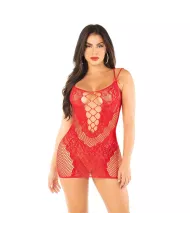 LEG AVENUE - MINI ROBE EN MAILLE À BRETELLES ROUGE