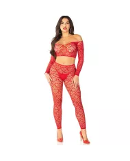LEG AVENUE - CROP TOP + BAS ROUGE TAILLE UNIQUE