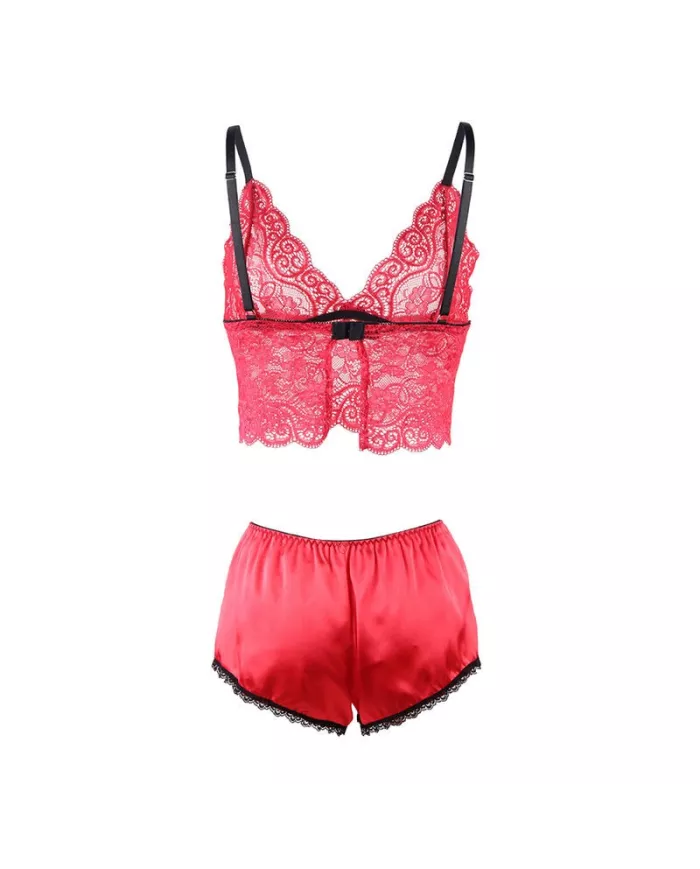 SUBBLIME - 953904 CHEMISIER DE NUIT EN SOIE ET DENTELLE + CULOTTE ROUGE L/XL SUBBLIME - 953904 CHEMISIER DE NUIT EN SOIE ET DENTELLE + CULOTTE ROUGE L/XL