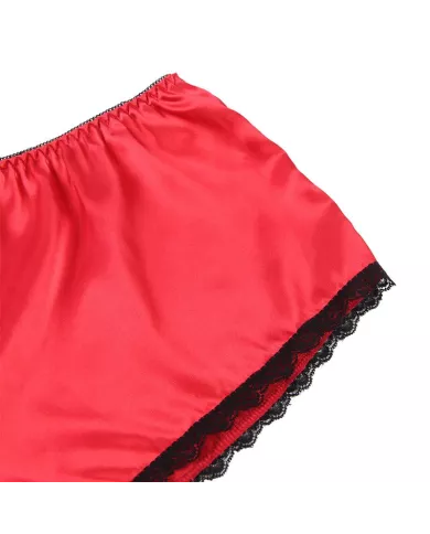 SUBBLIME - 953904 CHEMISIER DE NUIT EN SOIE ET DENTELLE + CULOTTE ROUGE L/XL