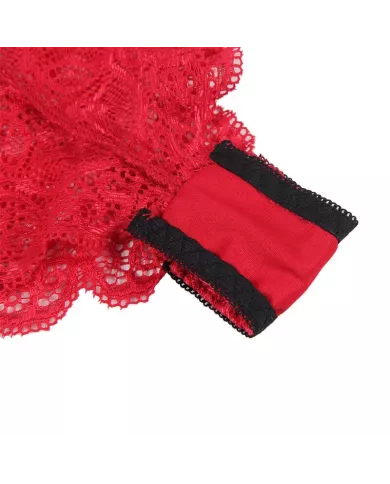 SUBBLIME - 953904 CHEMISIER DE NUIT EN SOIE ET DENTELLE + CULOTTE ROUGE L/XL