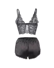 SUBBLIME - 953911 CHEMISIER DE NUIT EN SOIE ET DENTELLE + CULOTTE NOIRE S/M SUBBLIME - 953911 CHEMISIER DE NUIT EN SOIE ET DENTELLE + CULOTTE NOIRE S/M