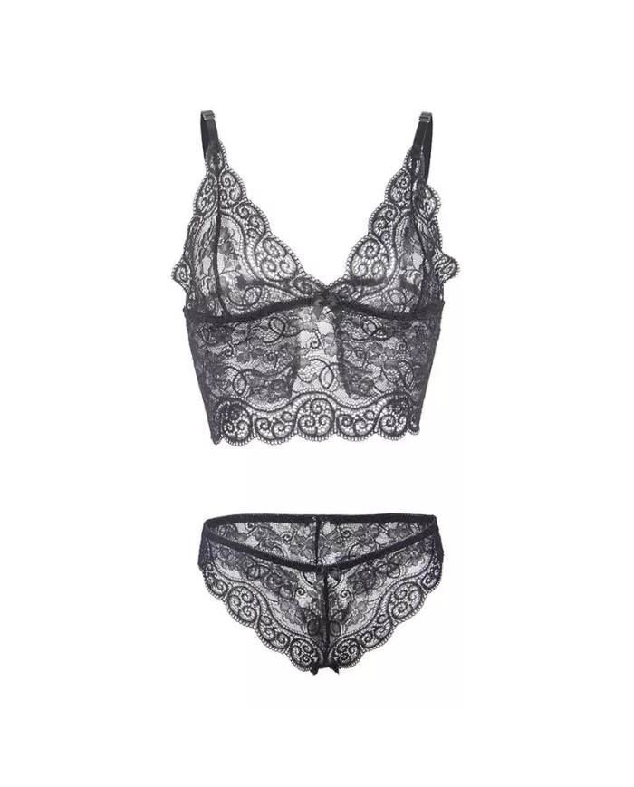 SUBBLIME - 953911 CHEMISIER DE NUIT EN SOIE ET DENTELLE + CULOTTE NOIRE S/M SUBBLIME - 953911 CHEMISIER DE NUIT EN SOIE ET DENTELLE + CULOTTE NOIRE S/M