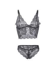 SUBBLIME - 953911 CHEMISIER DE NUIT EN SOIE ET DENTELLE + CULOTTE NOIRE S/M SUBBLIME - 953911 CHEMISIER DE NUIT EN SOIE ET DENTELLE + CULOTTE NOIRE S/M
