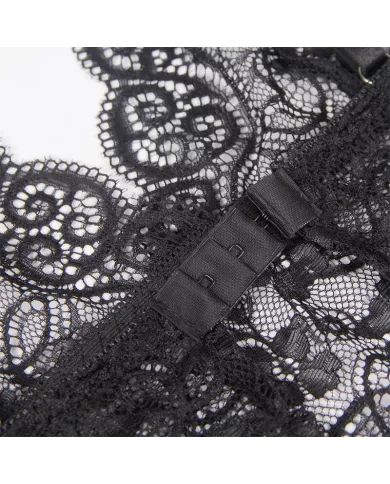 SUBBLIME - 953911 CHEMISIER DE NUIT EN SOIE ET DENTELLE + CULOTTE NOIRE S/M