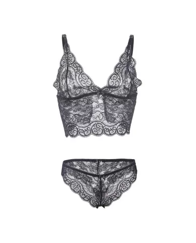 SUBBLIME - 953928 CHEMISIER DE NUIT EN SOIE ET DENTELLE + CULOTTE NOIRE L/XL