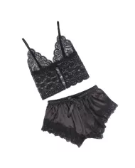 SUBBLIME - 953942 CHEMISE DE NUIT DÉCONTRACTÉE EN SOIE + PANTALON EN DENTELLE NOIR L/XL SUBBLIME - 953942 CHEMISE DE NUIT DÉCONTRACTÉE EN SOIE + PANTALON EN DENTELLE NOIR L/XL