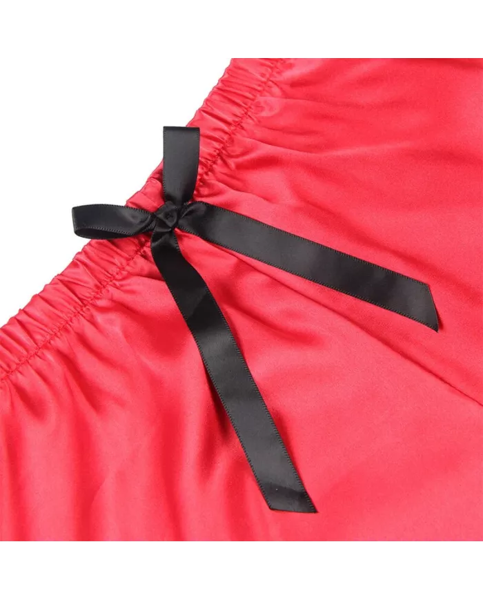 SUBBLIME - 953966 CHEMISE DE NUIT DÉCONTRACTÉE EN SOIE + PANTALON EN DENTELLE NOIR/ROUGE L/XL SUBBLIME - 953966 CHEMISE DE NUIT DÉCONTRACTÉE EN SOIE + PANTALON EN DENTELLE NOIR/ROUGE L/XL