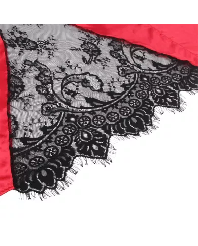 SUBBLIME - 954024 CARACO DOS TRANSPARENT EN DENTELLE + STRING ROUGE/NOIR L/XL