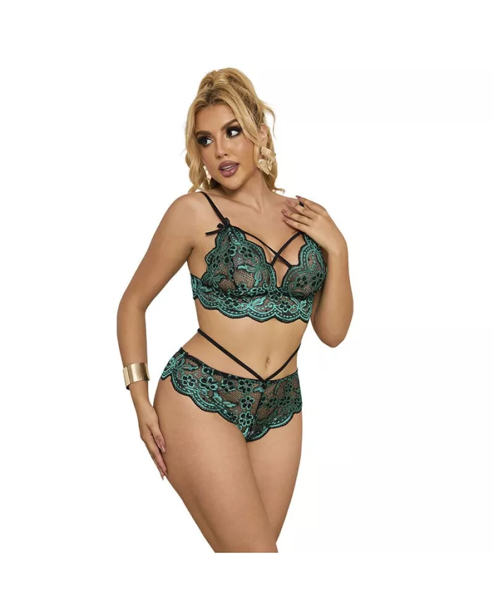 SUBBLIME - 954086 SOUTIEN-GORGE + CULOTTE DENTELLE VERT S/M SUBBLIME - 954086 SOUTIEN-GORGE + CULOTTE DENTELLE VERT S/M