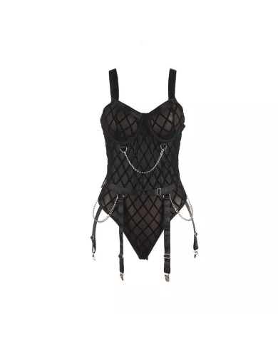 SUBBLIME - 954260 BODY AVEC CHAÎNES + PORTE-JARRETELLES NOIR S/M