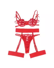SUBBLIME - 954321 SOUTIEN-GORGE + STRING + PORTE-JARRETELLES IMPRIMÉ COEUR ROUGE S/M SUBBLIME - 954321 SOUTIEN-GORGE + STRING + PORTE-JARRETELLES IMPRIMÉ COEUR ROUGE S/M