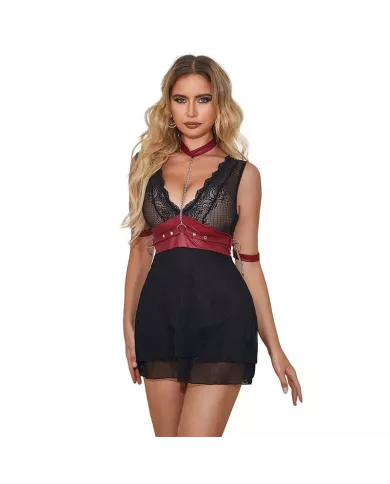 SUBBLIME - 954437 ROBE BONDAGE EN DENTELLE NOIRE L/XL