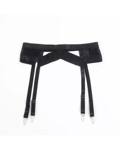 SUBBLIME - 955236 ENSEMBLE SOUTIEN-GORGE BONDAGE NOIR AVEC JARRETELLE S/M