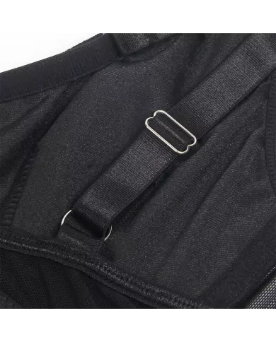 SUBBLIME - 955243 ENSEMBLE SOUTIEN-GORGE BONDAGE NOIR AVEC JARRETELLE L/XL