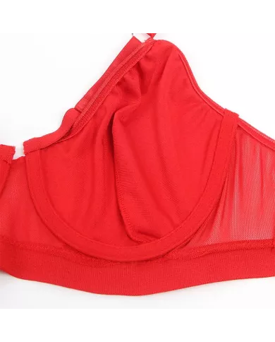 SUBBLIME - 955250 ENSEMBLE SOUTIEN-GORGE BONDAGE ROUGE AVEC JARRETELLES S/M