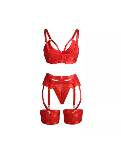 SUBBLIME - 955267 ENSEMBLE SOUTIEN-GORGE BONDAGE ROUGE AVEC JARRETELLE L/XL