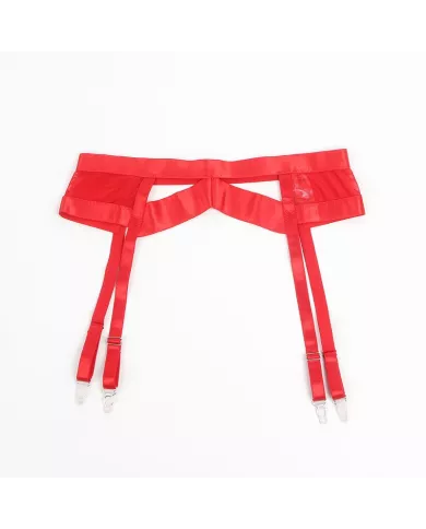 SUBBLIME - 955267 ENSEMBLE SOUTIEN-GORGE BONDAGE ROUGE AVEC JARRETELLE L/XL