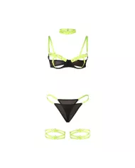 SUBBLIME - 955281 ENSEMBLE SOUTIEN-GORGE AVEC COLLIER ET DÉTAILS DE JAMBES VERT FLUORESCENT L/XL