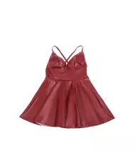 SUBBLIME - 955397 ROBE À BRETELLES EN CUIR BORDEAUX S/M SUBBLIME - 955397 ROBE À BRETELLES EN CUIR BORDEAUX S/M