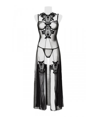 Set déshabillé tulle et dentelle 2 pièces - Grey Velvet