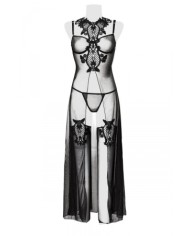 Set déshabillé tulle et dentelle 2 pièces - Grey Velvet