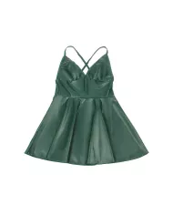 SUBBLIME - 955434 ROBE À BRETELLES EN CUIR VERT S/M SUBBLIME - 955434 ROBE À BRETELLES EN CUIR VERT S/M