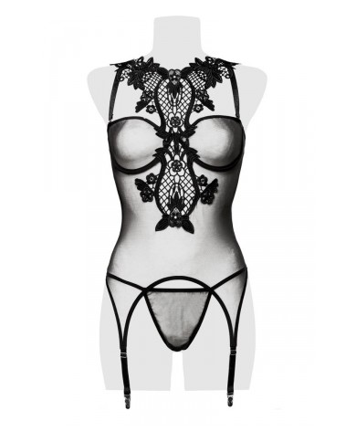 Guépière tulle avec décolleté dentelle - Grey Velvet