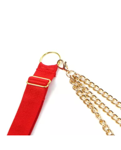 SUBBLIME - 955519 ENSEMBLE SOUTIEN-GORGE AVEC CHAÎNES ET COEUR EN MAILLE ROUGE S/M