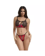 SUBBLIME - 955540 ENSEMBLE SOUTIEN-GORGE À FERMETURE ÉCLAIR EN CUIR VERNI ROUGE L/XL