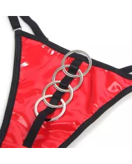 SUBBLIME - 955540 ENSEMBLE SOUTIEN-GORGE À FERMETURE ÉCLAIR EN CUIR VERNI ROUGE L/XL