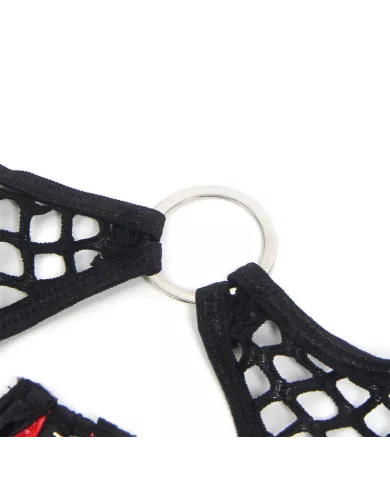 SUBBLIME - 955540 ENSEMBLE SOUTIEN-GORGE À FERMETURE ÉCLAIR EN CUIR VERNI ROUGE L/XL