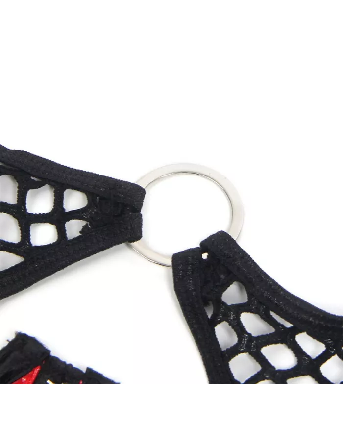 SUBBLIME - 955540 ENSEMBLE SOUTIEN-GORGE À FERMETURE ÉCLAIR EN CUIR VERNI ROUGE L/XL