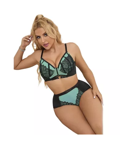 SUBBLIME - 955557 ENSEMBLE SOUTIEN-GORGE EN CUIR VERNI VERT AVEC FERMETURE ÉCLAIR S/M