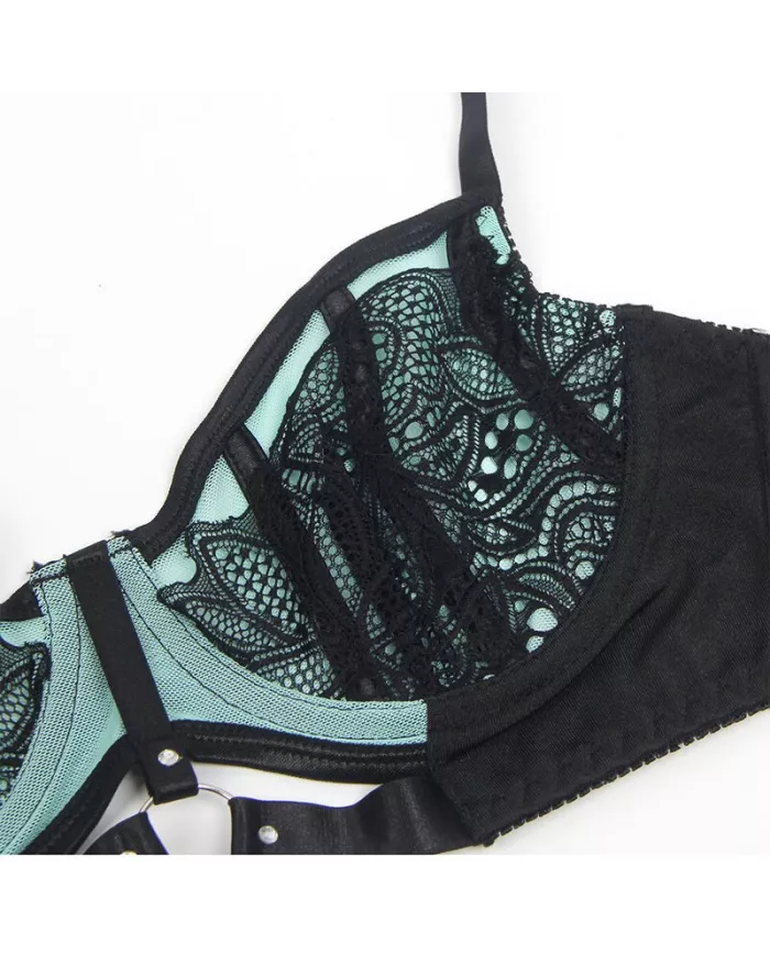 SUBBLIME - 955557 ENSEMBLE SOUTIEN-GORGE EN CUIR VERNI VERT AVEC FERMETURE ÉCLAIR S/M SUBBLIME - 955557 ENSEMBLE SOUTIEN-GORGE EN CUIR VERNI VERT AVEC FERMETURE ÉCLAIR S/M