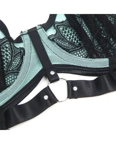 SUBBLIME - 955564 ENSEMBLE SOUTIEN-GORGE À FERMETURE ÉCLAIR EN CUIR VERNI VERT L/XL