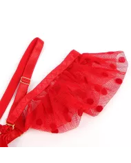 SUBBLIME - 957506 ENSEMBLE SOUTIEN-GORGE ET JARRETELLE EN DENTELLE ROUGE S/M