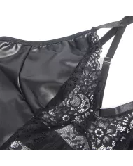 SUBBLIME - 957537 ROBE EN CUIR AVEC DENTELLE FLORALE NOIRE L/XL