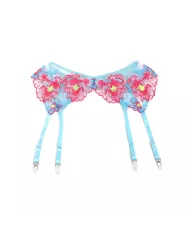 SUBBLIME - 957650 ENSEMBLE SOUTIEN-GORGE ET PORTE-JARRETELLES BRODÉ FLEURS ROSE L/XL