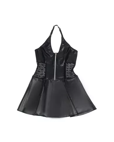 SUBBLIME - 957711 ROBE EN CUIR À FERMETURE ÉCLAIR EN DENTELLE NOIRE L/XL