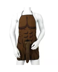 DIABLO PICANTE - TABLIER MUSCLÉ AVEC PÉNIS 3D EN TON MARRON DIABLO PICANTE - TABLIER MUSCLÉ AVEC PÉNIS 3D EN TON MARRON