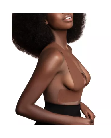 BYE-BRA - BODY TAPE 5 M X 6,5 CM + 3 PAIRES DE CACHE-MATIN MARRON