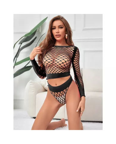 SUBBLIME - 952228 ENSEMBLE 2 PIÈCES  MANCHES LONGUES EN RÉSEILLE NOIR TAILLE UNIQUE