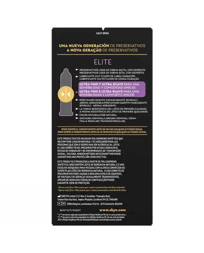 SKYN - PRÉSERVATIFS ULTRA-FINS ELITE 10 UNITÉS SKYN - PRÉSERVATIFS ULTRA-FINS ELITE 10 UNITÉS