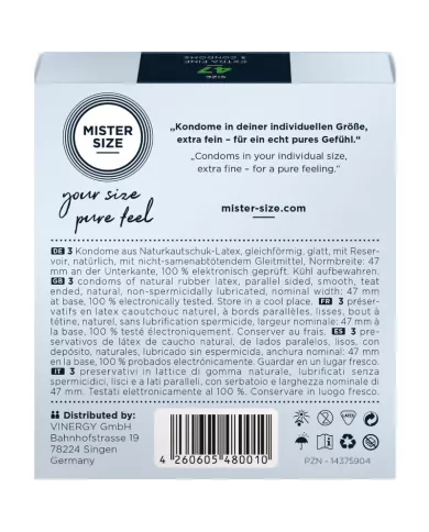 MISTER SIZE - PRÉSERVATIFS TAILLE XS 47 MM (3 UNITÉS)