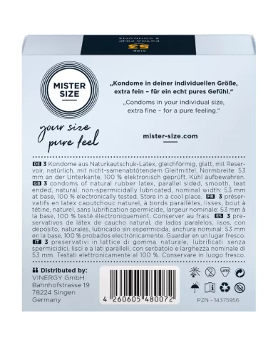 MISTER SIZE - PRÉSERVATIF TAILLE M 53 MM (3 UNITÉS)