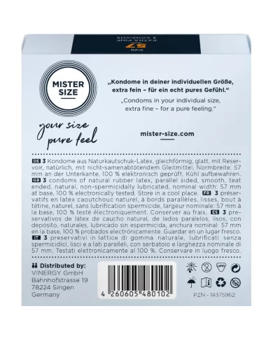 MISTER SIZE - PRÉSERVATIF TAILLE L 57 MM (3 UNITÉS)
